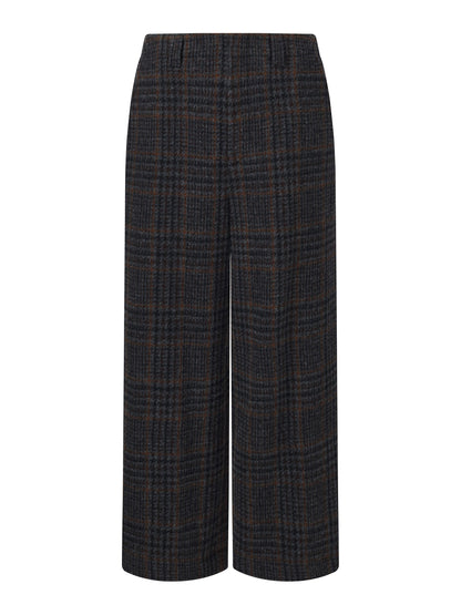 100% Wool Plaid Women Wide Leg Pants