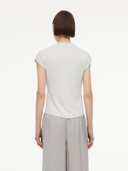 Lyocell Wool Blend Tie Front Women Knit Top