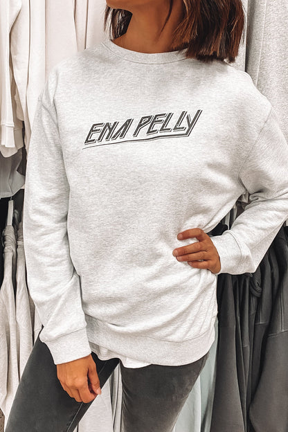 80S Block Logo Sweater White Marle